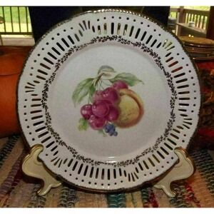 Vintage Porcelain 7.75" Plate Saucer Fruit Design Bavaria Germany Dinnerware